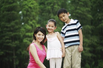 Mother and children in the park