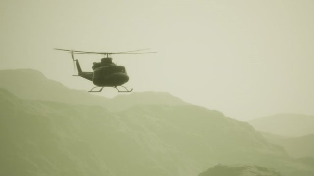 Slow Motion United States military helicopter in Vietnam