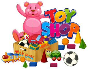 Toy shop sign on white background
