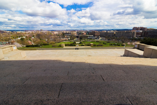 Spring Vista Overlooking Alexandria, Virginia From The Ceremonial Approach Of The George Washington Masonic National Memorial Atop Shuter's Hill