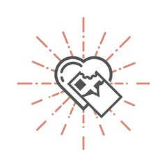 A heart and a chocolate bar.