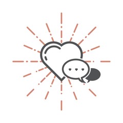 A heart and speech bubbles illustration.
