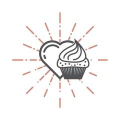 A heart and a cupcake illustration.