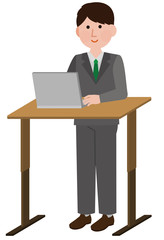 スタンディングデスク　仕事　職場　男性　イラスト