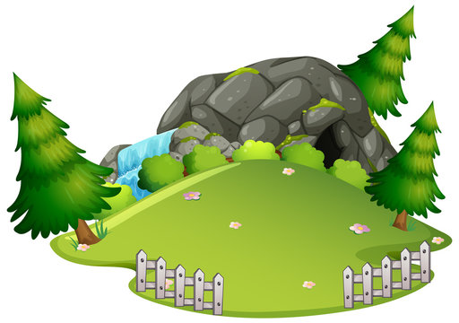 Nature cave on white background