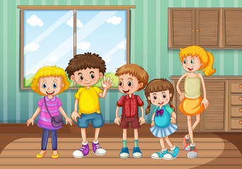 Group of kids at home