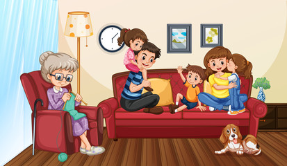 Happy family at home