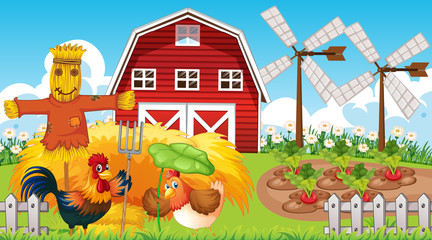 Farm theme background with farm animals