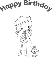 happy birthday card cartoon girl bear