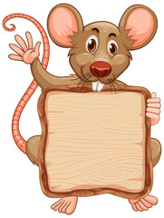 Board template with cute mouse on white background