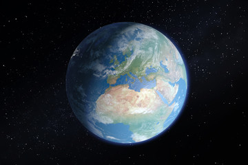 Planet Earth from space showing Europe and Africa.Elements of this image furnished by NASA.
