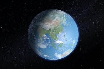 Planet Earth from space showing Asia and Far East. Elements of this image furnished by NASA. 