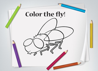 Children fly coloring worksheet