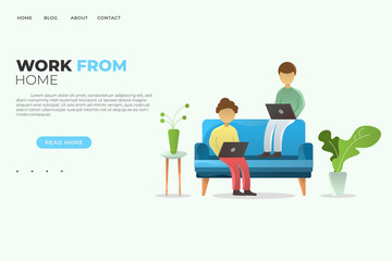 People Working From Home Concept. Freelancer Work at Home. Flat Character Illustration Design