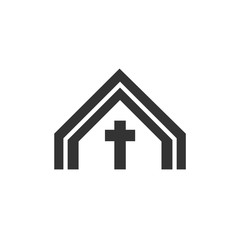 Minimalistic Christian Church icon, vector, minimal logo design illustration