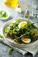 Arugula salad with tuna and egg