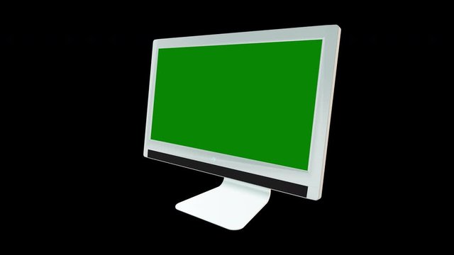 4K UHD blank Monitor screen animated with Green Screen Alpha Channel transparent Background