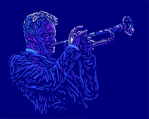 Jazz trumpet player. vector illustration for jazz poster. © Vitaly