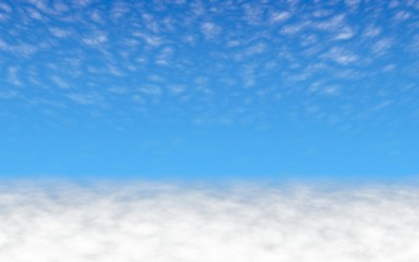 Blue sky background with white clouds. Cumulus white clouds in the clear blue sky in the morning. 3D illustration