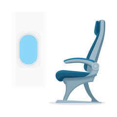 Airplane Seat. Passenger cabin. Aircraft interior. 