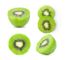 Fototapeta premium Slice of kiwi fruit isolated on white background