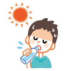 Illustration of a boy hydrating
