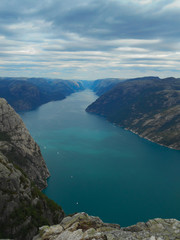 View from Pulpit rock of Norway fjord