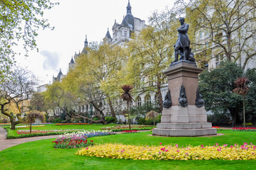 Victoria embankment gardens in spring, London, UK