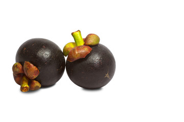 Queen fruit, mangosteen, tropical fruit isolated on a white background