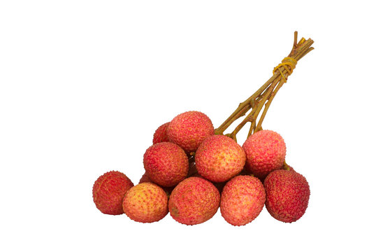 Lychee fruit has a sweet, fragrant flavor. Isolated on a white background