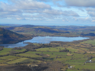 Fototapeta na wymiar View of lake and fields in the Lake District