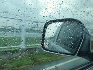 water drops on car window.Rainy day background with copy space. Entering the rainy season.