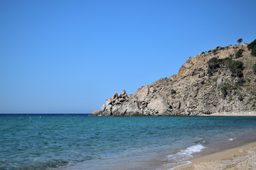 Fototapeta na wymiar semi-desert landscape at Pachia Ammos beach - Samothraki island, Greece, Aegean sea
