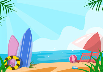 Fototapeta na wymiar beach vector floral summer illustration 