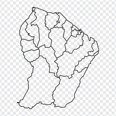 Blank map French Guiana. High quality map French Guiana with provinces on transparent background for your web site design, logo, app, UI. Stock vector.  EPS10.