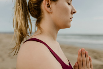 Active woman meditating