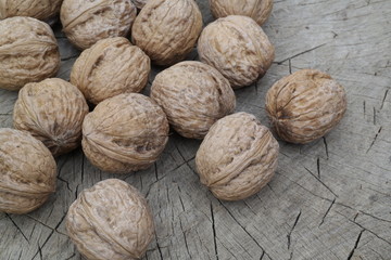 walnuts on wooden background
