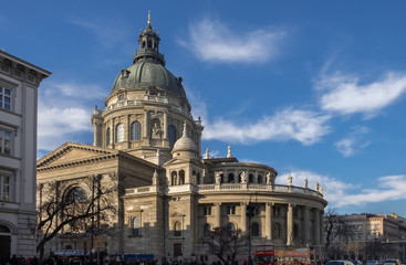 Panoramic view of St. Stephen's Basilica in Budapest, Hungary