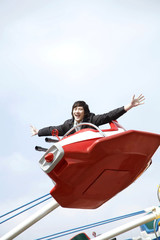 Man enjoying a ride in amusement park