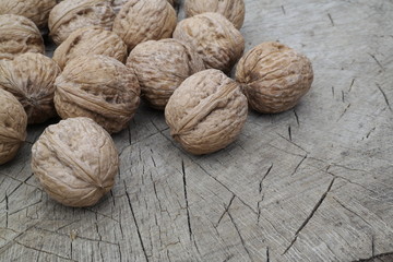 walnuts on wooden table