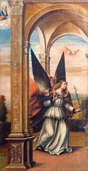 FERRARA, ITALY - JANUARY 30, 2020: The  painting of archangel Gabriel from the Annunciation in...