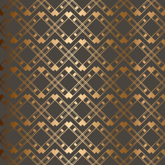 Abstract vintage geometric seamless pattern. Brown golden background. - 351215013