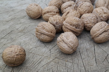walnuts on wooden table