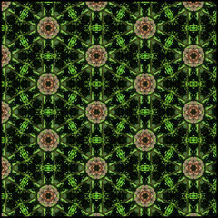 seamless green pattern with flowers