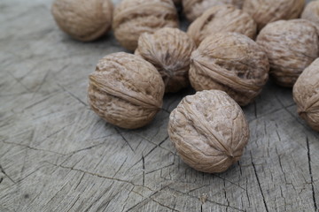 walnuts on wooden table