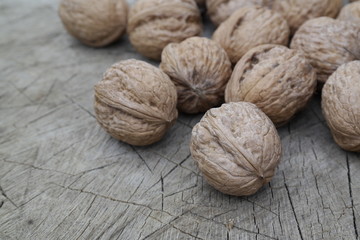 walnuts on wooden background