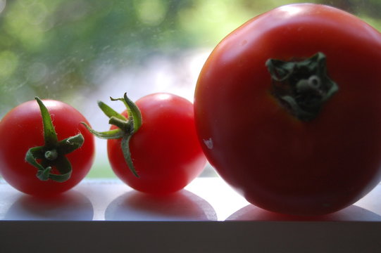 Close-up Of Fresh Tomatoes On Window Sill