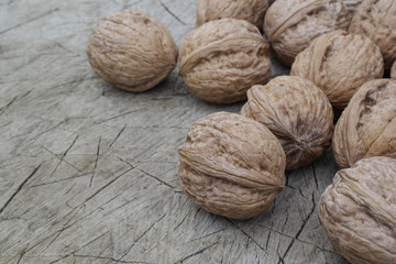 walnuts on wooden table