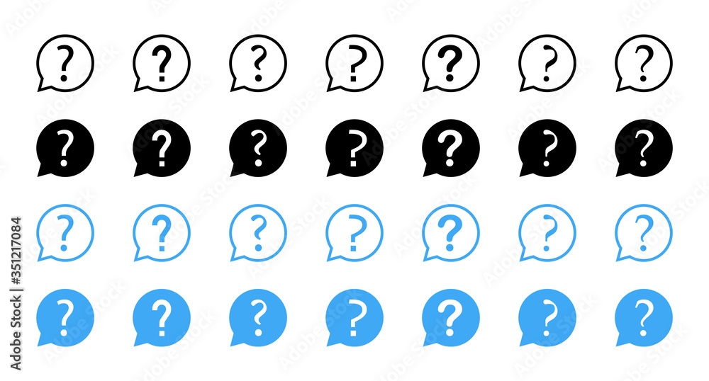 Poster question vector icons collection. question with speech bubbles, isolated. ask icons. question mark s