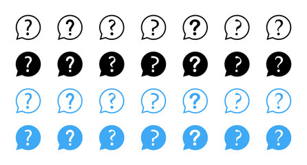 Question vector icons collection. Question with speech bubbles, isolated. Ask icons. Question mark set of. Vector illustration